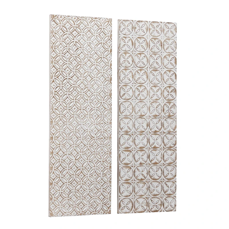 48" White Wood Traditional Abstract Wall Décor Set