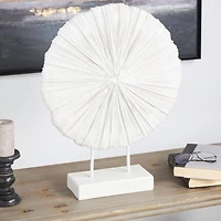 23" Cream Resin Coral Textured Round Sculpture