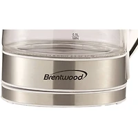 Brentwood 1.7L White Cordless Tempered Glass Electric Kettle