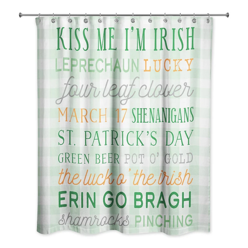 St Pat Words Buffalo Check Shower Curtain 71" x 74" Shower Curtain