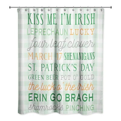St Pat Words Buffalo Check Shower Curtain 71" x 74" Shower Curtain