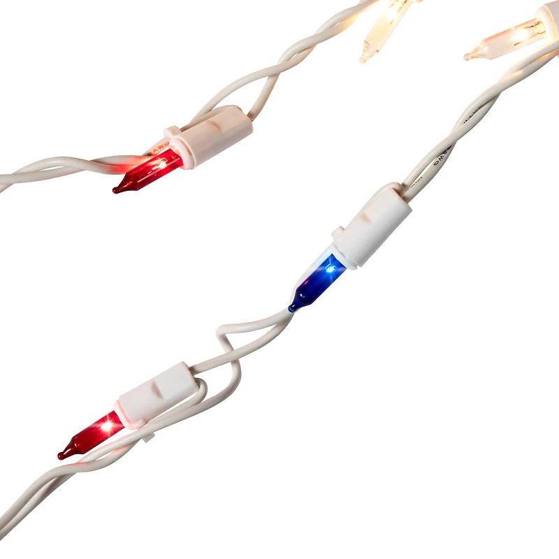 100ct. Red, Blue and Clear 4th of July Mini Swag Lights