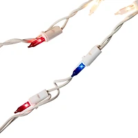 100ct. Red, Blue and Clear 4th of July Mini Swag Lights