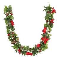 6ft. Green & Red Poinsettia & Holly Chain Garland by Ashland®
