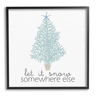 Stupell Industries Snow Somewhere Else Holiday Tree Framed Giclee Art
