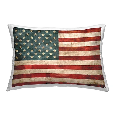Stupell Industries Rustic American Flag, Rustic American Flag Decorative Printed Throw Pillow