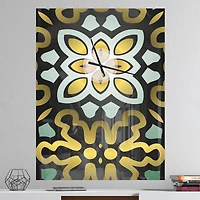 Designart 'Ethnic Floral Geometric Ornament Modern Rectangular Wall Clock