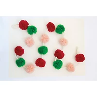 Hello Honey® 6ft. Pink, Red & Green Wool Felt Pom Pom Garland