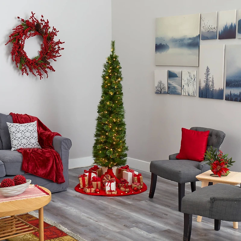 6ft. Pre-Lit Green Artificial Christmas Tree, Clear LED Lights