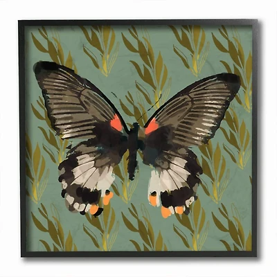 Stupell Industries Butterfly On Gold Pattern Abstract Design,12" x 12"