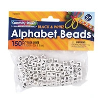 Creativity Street® 6mm Black & White Alphabet Beads, 6 Packs of 150