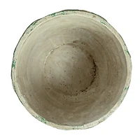 Hello Honey® 9.75" Distressed Green Embossed Floral Cement Planter