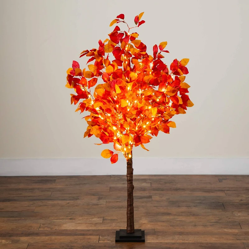 4ft. Pre-Lit Autumn Artificial Fall Tree with 160 Warm White LED Lights