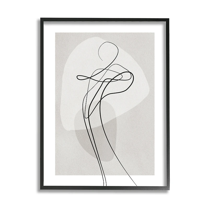Stupell Industries Fluid Human Form Abstract Wall Art in Black Frame