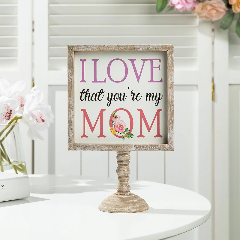 Glitzhome® 11.5" Wood Mother's Day Table Décor