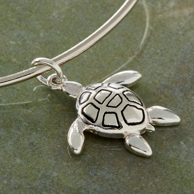 Charmalong™ Antique Silver Plated Turtle Charm by Bead Landing™