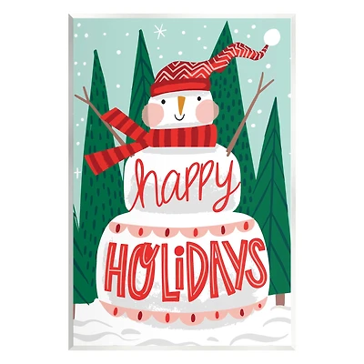 Stupell Industries Happy Holidays Happy Snowman Wall Plaque Art