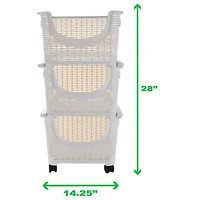 Mind Reader 3-Tier Ivory Rolling Plastic Storage Containers