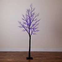 7ft. Pre-Lit Halloween Minimalist Twig Artificial Fall Tree with 400 Orange & Purple LED Lights