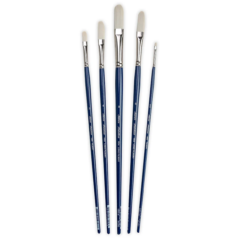 Silver Brush Limited Bristlon Long Filbert Brushes, Set of 5