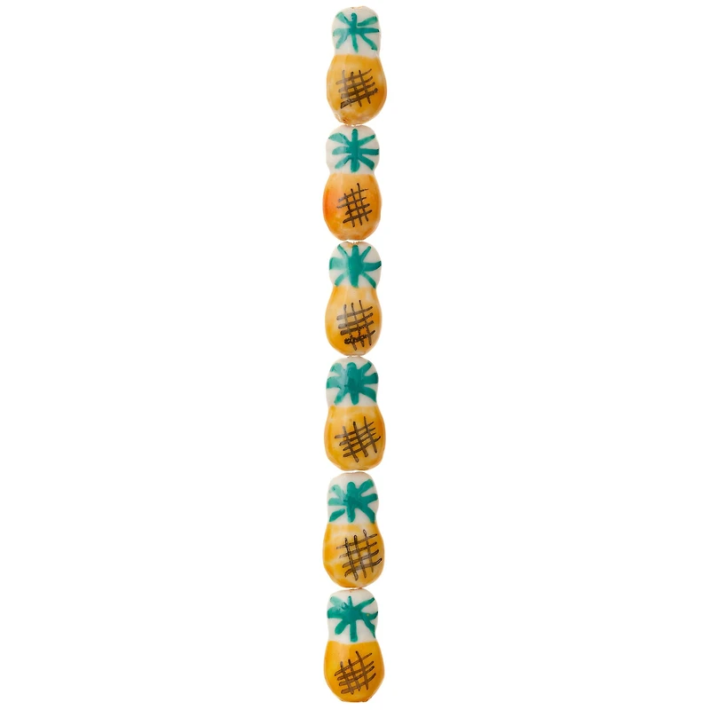 Yellow Pineapple Ceramic Beads, 21mm by Bead Landing™