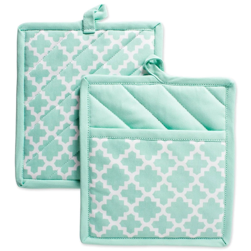 DII® Aqua Lattice Potholder Set