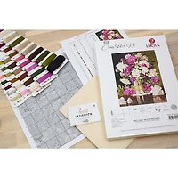 Luca-s Red And White Peonies Counted Cross Stitch Kit
