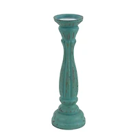 Blue Wood Traditional Candle Holder Set