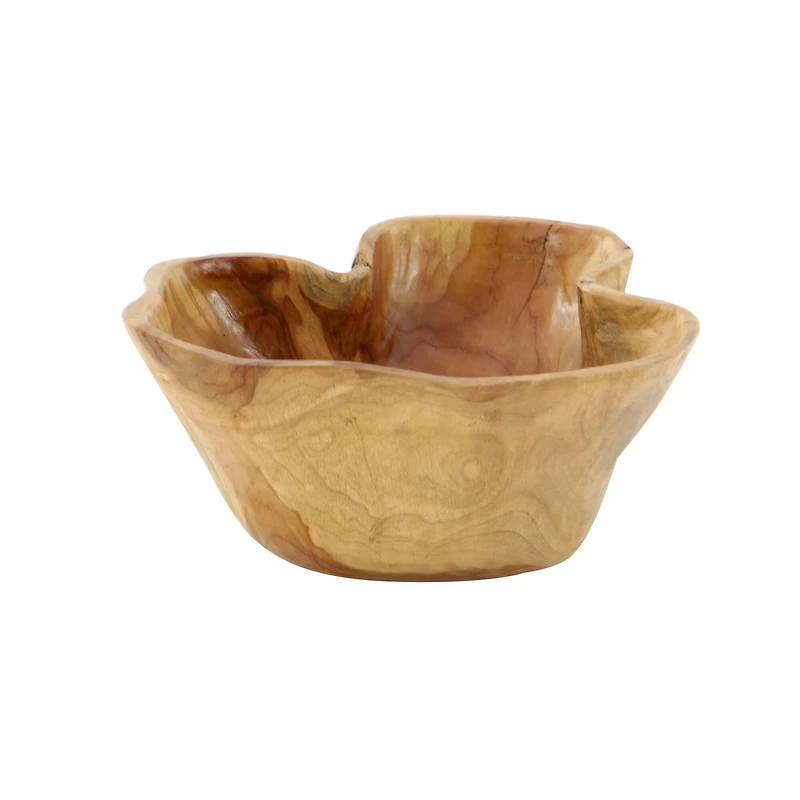 14" Brown Wood Natural Decorative Bowl