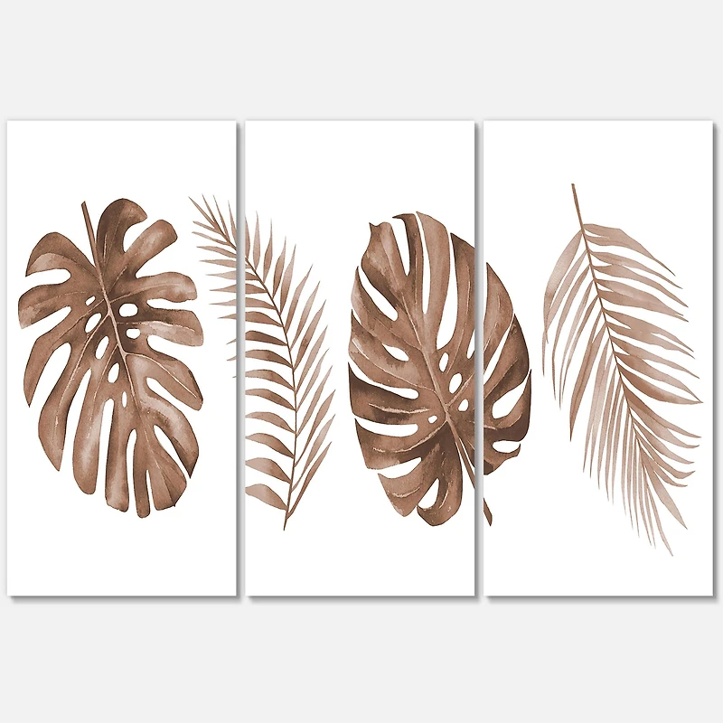 Designart - Tropical Monstera and Palm Leaf In Terracotta