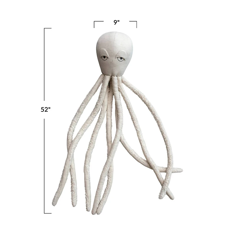 Hello Honey® White Cotton & Linen Octopus-Shaped Pillow