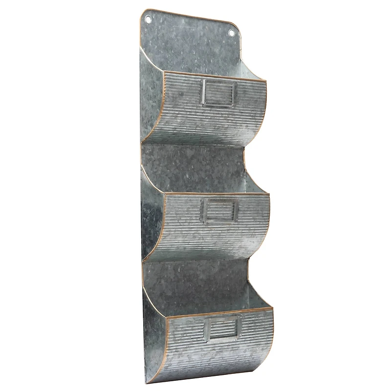 Mind Reader Large 3-Tier Silver Hanging Wall File Organizer