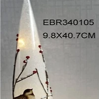 16" LED Lighted Frosted Glass Cone Christmas Tree Table Top Decoration
