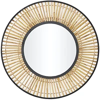 The Novogratz Brown Metal Handmade Weaved Frame Wall Mirror 28" x 1" x 28"