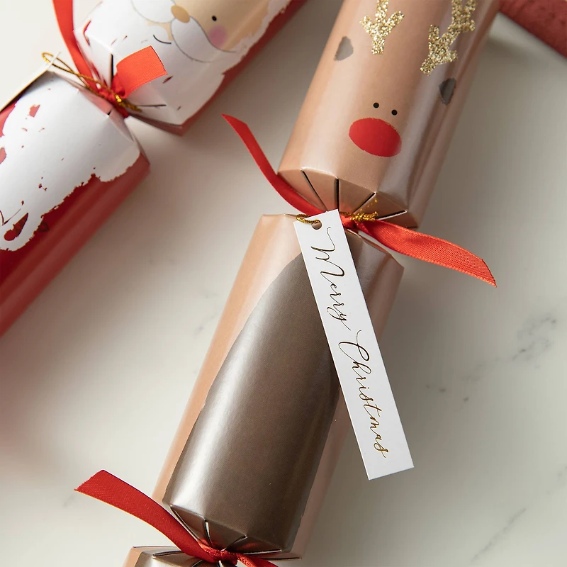 Glitzhome® 12" Christmas Santa, Snowman, Penguin & Reindeer Party Cracker with Gift Contents, 6ct.