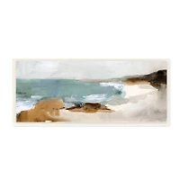 Stupell Industries Cloudy Grey Beach Landscape Abstraction Crashing Waves, 7" x 17"
