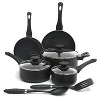 Oster Ashford 10-Piece Black Aluminum Nonstick Cookware Set