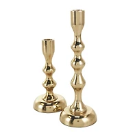 Contemporary Aluminum Taper Candle Holder Set
