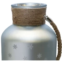 12" Christmas Trees and Snowflakes Pillar Candle Holder with Handle