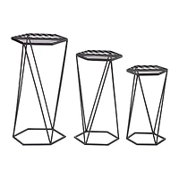 Glitzhome® Modern Hexagon Black Metal Planter Set