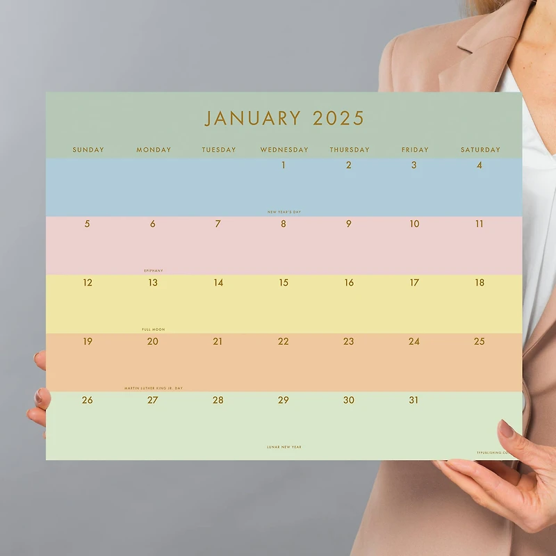 TF Publishing 2024-2025 Medium Super Stripe Desk Pad Calendar
