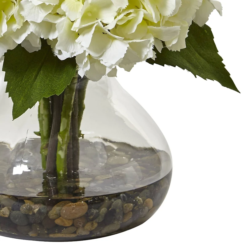 19" Orange & White Hydrangea & Mum in Glass Vase