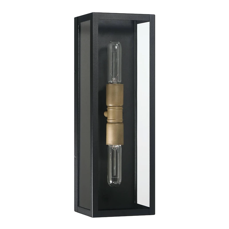 Hello Honey® Lloyd Matte Black Modern Minimalist Metal & Glass Wall Mounted Outdoor Light