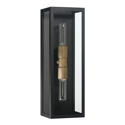 Hello Honey® Lloyd Matte Black Modern Minimalist Metal & Glass Wall Mounted Outdoor Light