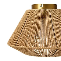 Hello Honey® 13.8" Coastal Ceiling Lamp with Natural Paper Rope Shade and Iron Base