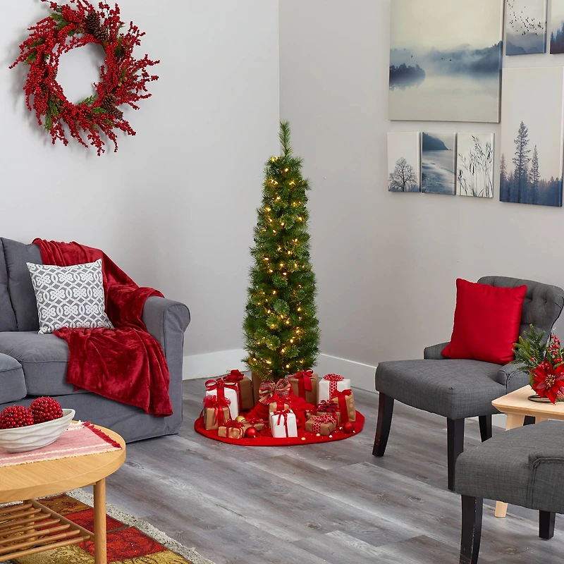 5ft. Pre-Lit Green Artificial Christmas Tree, Clear LED Lights