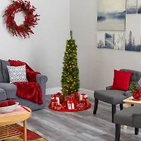 5ft. Pre-Lit Green Artificial Christmas Tree, Clear LED Lights