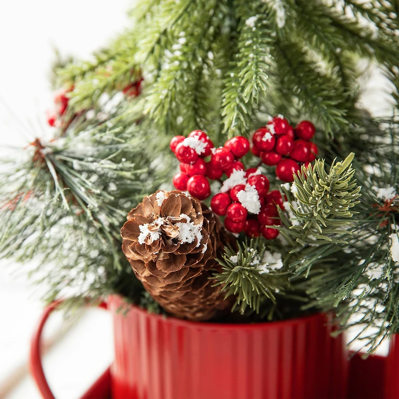 Glitzhome® 21" Christmas Metal Potted Triple Trees Centerpiece