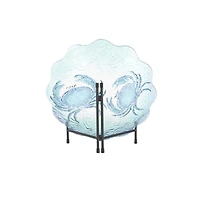 18" Blue Ombre Crab Glass Charger with Wavy Edge