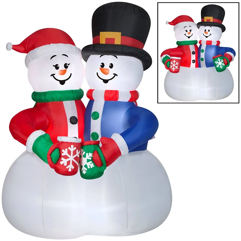 8ft. Animated Airblown® Inflatable Christmas Snow Couple Cocoa Cheers Scene